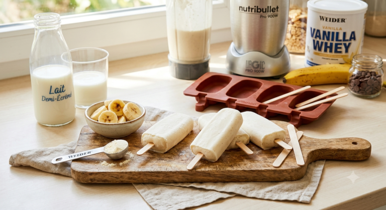 Ingrédients pour une glace magnum protéinée à la vanille