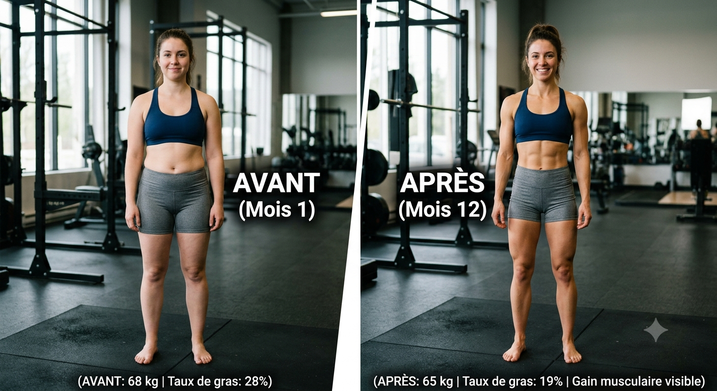 poids qui change peu, silhouette qui change totalement, avec la recomposition corporelle
