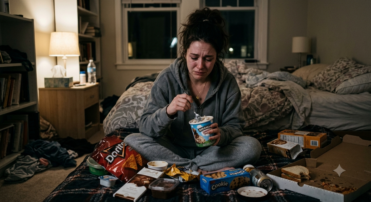 Femme en pleine hyperphagie émotionnelle